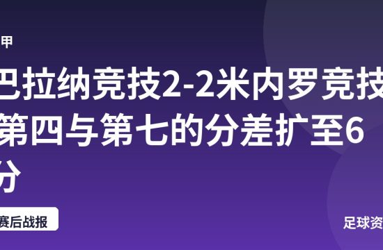 巴拉纳竞技2-2米内罗竞技 第四与第七的分差扩至6分