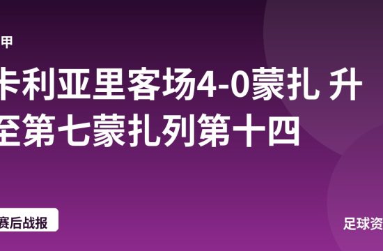 卡利亚里客场4-0蒙扎 升至第七蒙扎列第十四