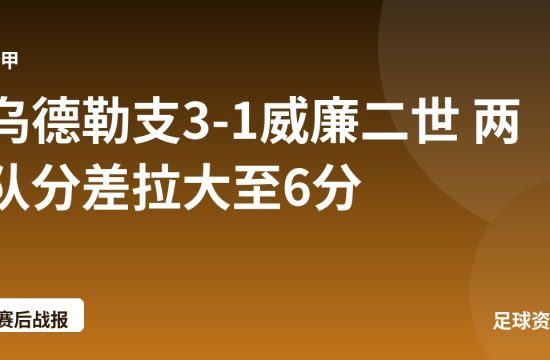 乌德勒支3-1威廉二世 两队分差拉大至6分