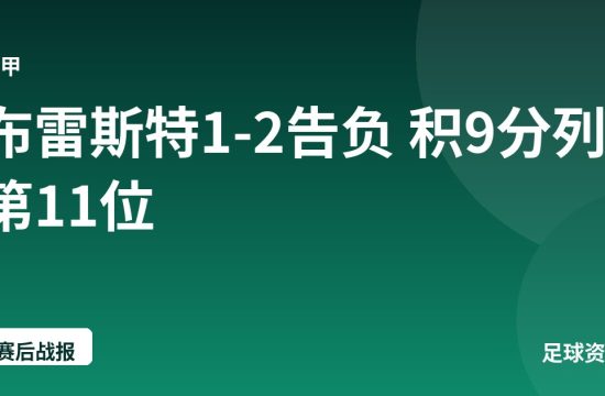 布雷斯特1-2告负 积9分列第11位